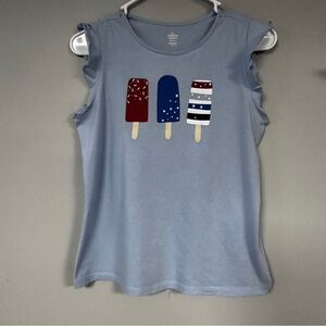 Celebrate! Patriotic Red White & Blue Popsicle Girls’ Tee XXL 18. EUC!